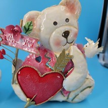 Love You Bear Metal Candle Holder. 7&quot; tall. Vintage, but new with Tags - £11.35 GBP