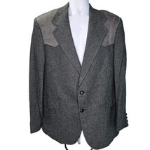 VTG Pendleton Blazer Jacket Mens 44 Gray Elbow Patches 100% Virgin Wool 2-Button - £87.04 GBP