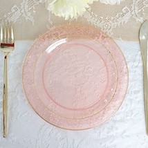 10 Blush 7.5&quot;&quot; Round Salad Plates Hammered Gold Trim Party Wedding Supplies - $8.68