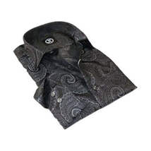 Men's Silky Paisley Floral Shirt By JT Milano AVM Turkey Slim Fit 6021-15 Black image 4