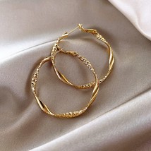Minimalist Metal Gold Color Hoop Earrings Fashion Korean Jewelry For Woman Weddi - £8.76 GBP