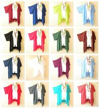 CG17 Solid Plain Kimono Cardigan Duster Kaftan Jacket Open Front - 2X, 3... - $24.90