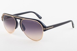 Tom Ford MARSHALL 929 01B Shiny Black Gold / Brown Gradient Sunglasses TF929 01B - £189.08 GBP