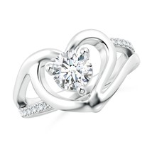 Angara Lab-Grown 0.97 Ct Round Diamond Split Shank Heart Promise Ring in Silver - £675.17 GBP