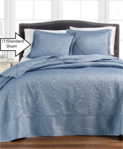 $60 Martha Stewart Lush Embroidery (1) Standard Pillow Sham Quilted Shin... - £22.15 GBP