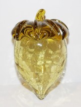 Stunning Crackle Glass Acorn Yellow With Iridescent Luster SCULPTURE/PAPERWEIGHT - £22.25 GBP