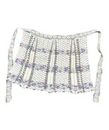 Vintage Cottagecore Handmade  1950s-60s Crochet Half Apron White Pink Blue - £29.63 GBP