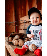 Personalized Half Way To First Baby Boy Outfit Pants Hat &amp; Socks - $25.00+