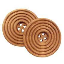 30Pcs 40Mm 1 1/2&quot; Round Brown Wood Buttons 4 Holes Craft Sewing Button - $17.09