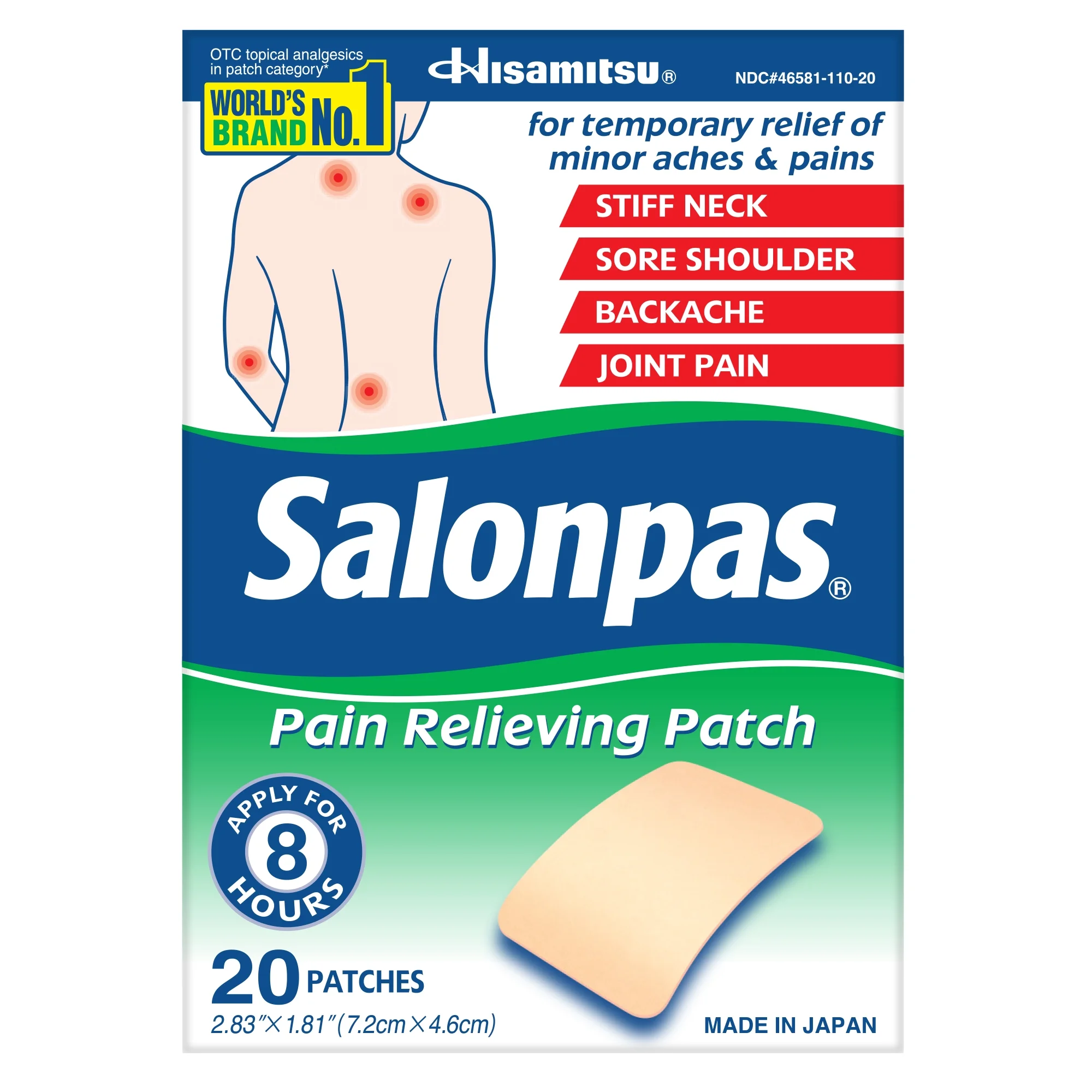 Salonpas Pain Relief Patch with Camphor 3.1% &amp; Menthol 6%, Back &amp; Muscle... - $27.34 CAD