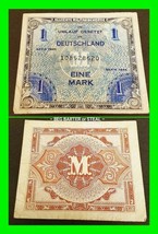 WWII Alliierte Militarbehorde Deutschland Military Banknote Eine Mark Se... - $14.84