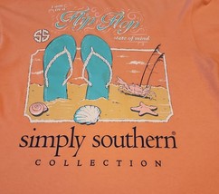 Simply Southern FLIP FLOP State of Mind Large Peach Short Sleeve Cotton T-Shirt - £17.52 GBP