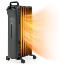 1500W Oil Filled Space Heater Electric Heater w/Adjustable Thermostat - £97.50 GBP