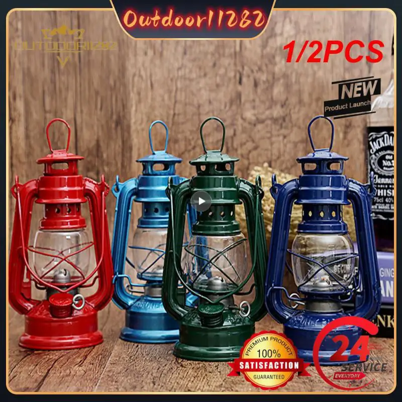 1/2PCS Retro Vintage Iron Kerosene Lamp Portable Mediterranean Style Oil Light - £12.68 GBP+