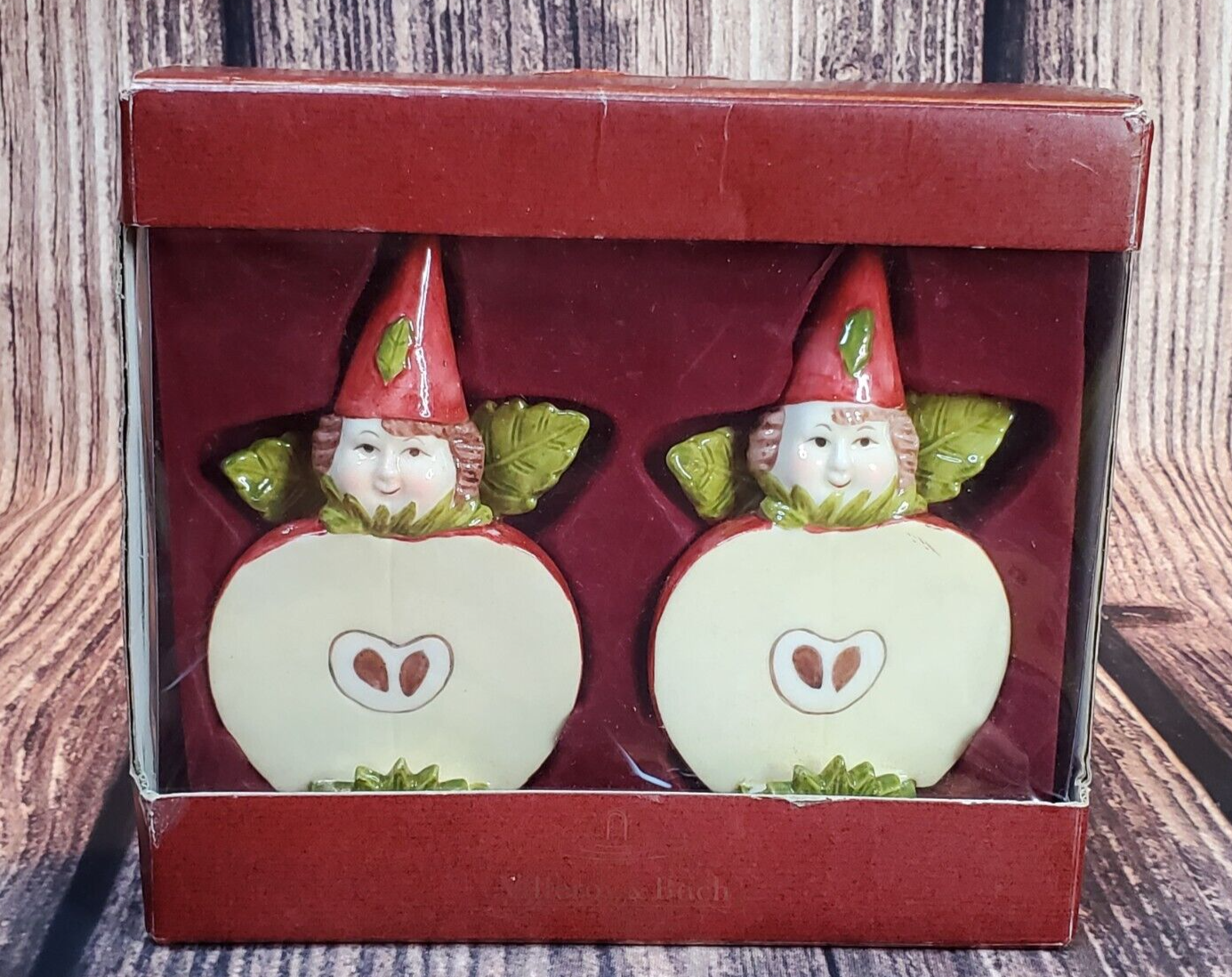 Primary image for Villeroy & Boch 1748 Forest Treats Apple Elves Elf Gnome Figurines 4-7/8 inch