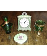 Vanity Set 5 pc Perfume Bottle Clock Picture Frame Vase &amp; Compact Irish ... - $54.86 CAD