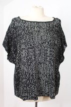 Eileen Fisher S/M Black White Knit Short Sleeve Sweater Altered - £21.26 GBP