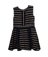 Bardot Junior Black Velvet Party Dress Girls 6-7 Sleeveless Stripes Wedding - £18.22 GBP