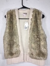 Love21 Womens Vest Size XS Beige Sweater Faux Fur NWT - $20.27
