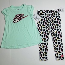 Nike Girls&#39; Tunic Top and Leggings Set Outfit Mint Green / White Sz 4 or 6 - £19.98 GBP