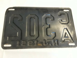 Old Vtg 1951 New Jersey CA302 Black &amp; Beige License Plate 11&quot; x 7&quot; - £71.28 GBP