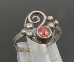925 Sterling Silver - Vintage Beaded Spiral Red Spinel Ring Sz 6 - RG25147 - £21.18 GBP