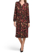 New Anne Klein Black Red Floral Midi Flare Dress Size 12 $139 - £55.94 GBP