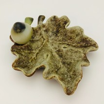 Ceramic 5.5 inch Speckled Green Leaf Trinket Dish with Green Bird Candy Dish - £11.77 GBP