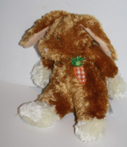 Animal Adventure Easter Bunny Rabbit 8&quot; Brown Plush Gingham Carrot Stuff... - £11.21 GBP