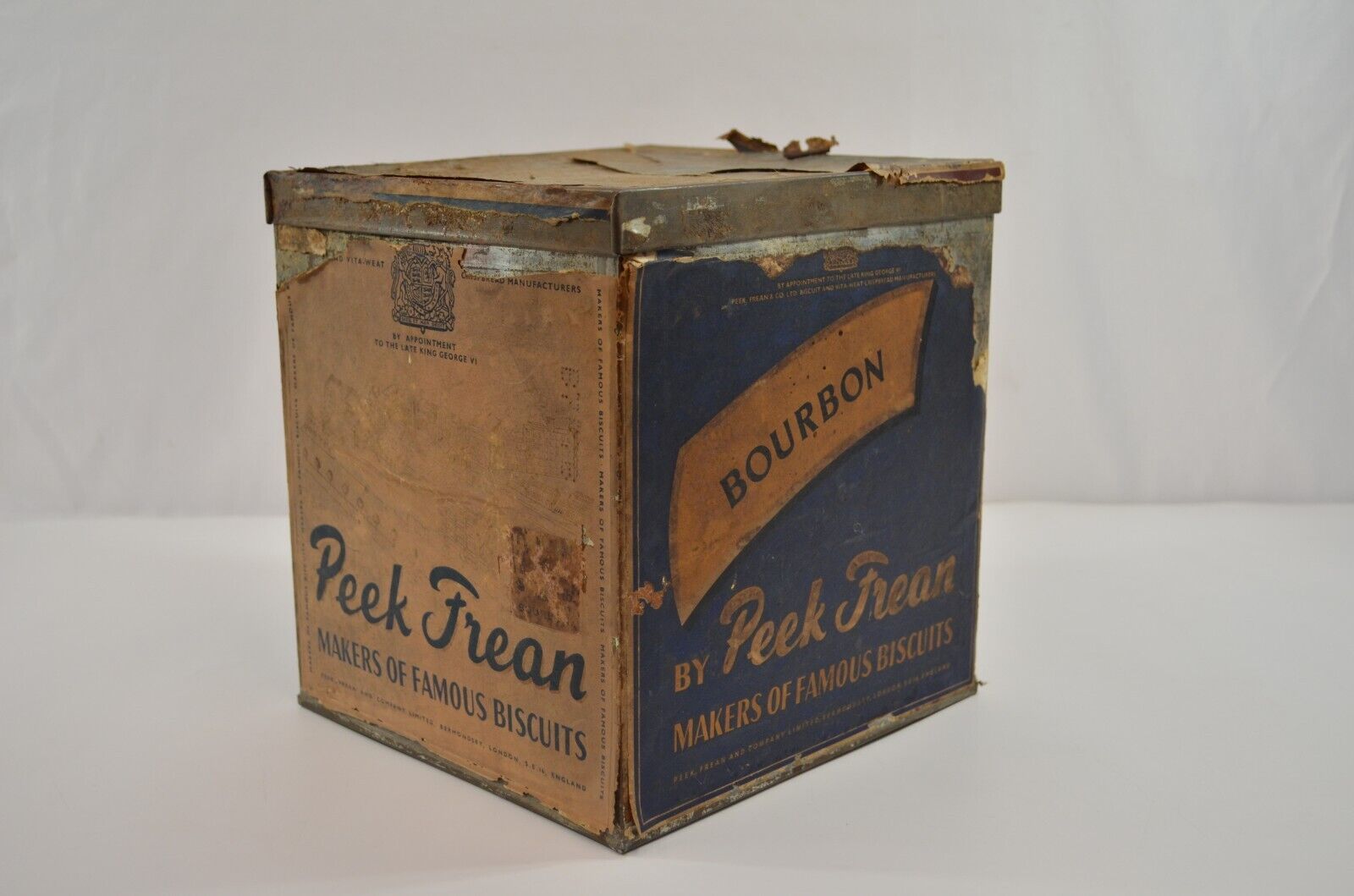 Peek Frean Bourbon Biscuit Tin 1950s Appointment Late King George VI England Vtg - $48.19