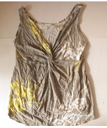 SLEEVELESS Blouse from AVON, GRAY with YELLOW &amp; White Flowers, L - $10.39