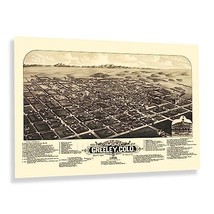 1882 Greeley Weld County Colorado Bird&#39;s Eye View Map Print Wall Art Poster - £30.55 GBP+