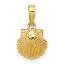 14K Gold Clam Shell Charm Seashell Beach Jewelry New 17 X 10mm - £45.36 GBP
