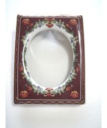  Ceramic Floral Small Picture Frame 5&quot; Maroon with Gold Accents New - £4.71 GBP