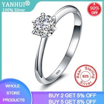 YANHUI Hot Sale 925 Silver Classic Simple Design 6 Prong Sparkling Solitaire 1ct - £9.56 GBP
