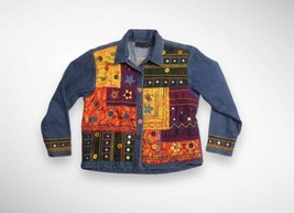 Patchwork Boho Hippie Embroidered Patch Denim Jacket  - $39.00