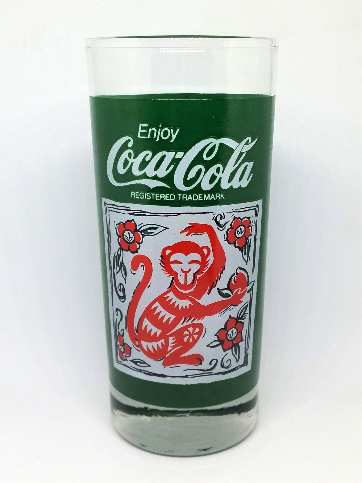 Coca Cola 1992 Chinese Zodiac Year Of The Monkey Drinking Glass Tumbler (GREEN)  - $44.90