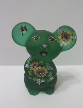 Fenton Glass Green Sunflower Chickadee Bird Mouse Figurine NFGS Ex by CC Hardman - £175.11 GBP