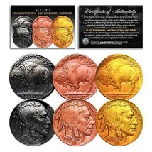 1930’s Original Buffalo Indian Head Nickel Coins SET of 3 Rare Metal Versions - £14.95 GBP