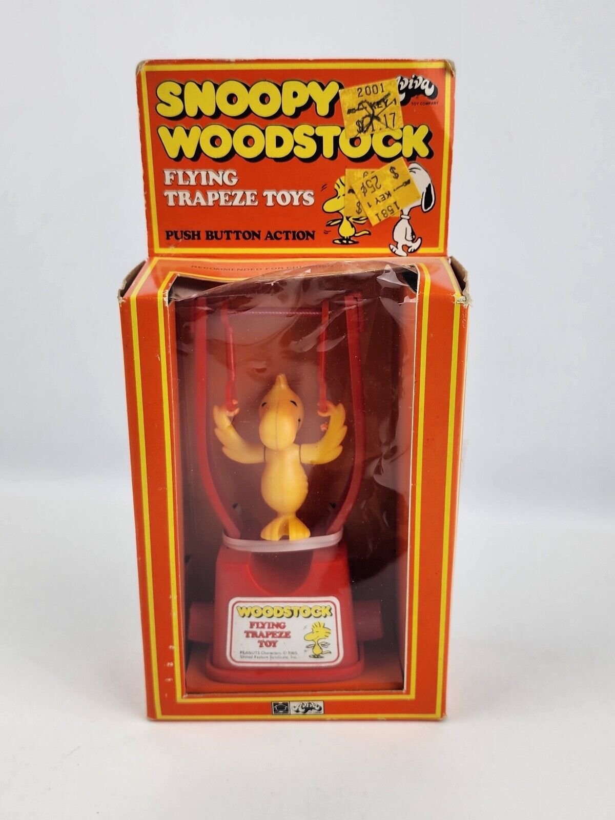 Vintage Snoopy Woodstock Flying Trapeze Toy 6" New in box Aviva 1970's - $51.47