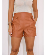 Tan Cocktail Wear Designer Party Women Genuine Pants  Shorts Stylish  Le... - $141.55 CAD