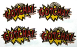 Lot Of 4 Gotcha! Funny Enameled Hat Jacket Lapel Pins 1.25&quot; Games Candy - £15.56 GBP