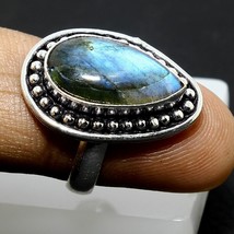 Natural Labradorite Peacock Fire Gemstone Handmade Ring Gift For Jewelry Size 6 - $6.79