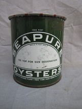 Vintage Sea Pure Oysters Pint Tin Lester &amp; Toner Oyster Co Long Island NY - $123.74