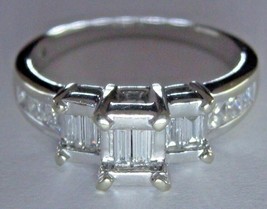 14k White Gold Plated 3Ct Baguett Simulated Diamond CZ Three Engagement Ring - £75.97 GBP