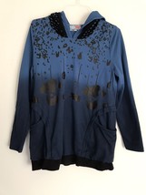 VIP Very Important Pieces women’s pyllover floral print beaded Hoodie Size L - £20.08 GBP