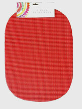 Town &amp; Country Waffle Weave PVC Vinyl Placemats Set of 4 Indoor Outdoor Oval Red - £18.70 GBP