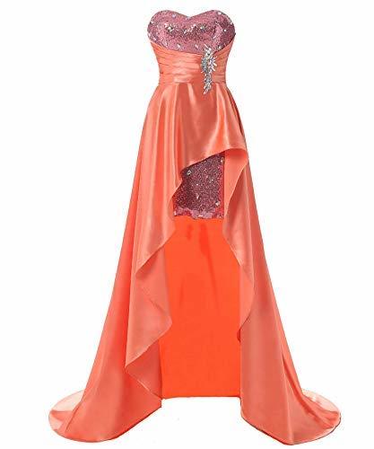 Kivary Plus Size High Low Sequins Prom Homecoming Dress Formal Gown Orange US 22