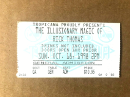 Vintage Rick Thomas Magician ticket stub at Tropicana Las Vegas 10/14/98... - £3.24 GBP