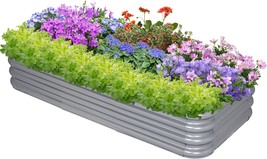 Sunnyglade Galvanized Raised Garden Bed Kit, Rot-Resistant, 4 .4X 2 X 0.8 Ft - £36.65 GBP